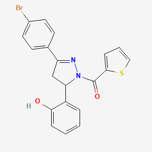 molecular formula C20H15BrN2O2S B12490528 [3-(4-bromophenyl)-5-(2-hydroxyphenyl)-4,5-dihydro-1H-pyrazol-1-yl](thiophen-2-yl)methanone 