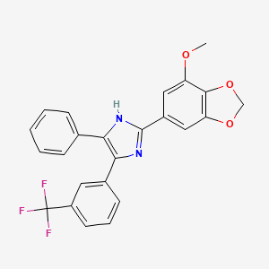 molecular formula C24H17F3N2O3 B12490539 2-(7-methoxy-1,3-benzodioxol-5-yl)-5-phenyl-4-[3-(trifluoromethyl)phenyl]-1H-imidazole 