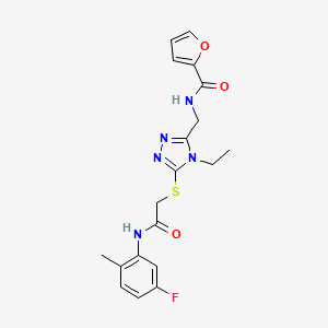 molecular formula C19H20FN5O3S B12490568 N-{[4-ethyl-5-({2-[(5-fluoro-2-methylphenyl)amino]-2-oxoethyl}sulfanyl)-4H-1,2,4-triazol-3-yl]methyl}furan-2-carboxamide 