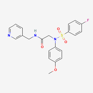 molecular formula C21H20FN3O4S B12490577 2-[N-(4-methoxyphenyl)-4-fluorobenzenesulfonamido]-N-(pyridin-3-ylmethyl)acetamide 