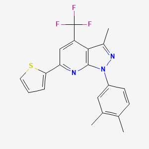 molecular formula C20H16F3N3S B12490609 1-(3,4-dimethylphenyl)-3-methyl-6-(thiophen-2-yl)-4-(trifluoromethyl)-1H-pyrazolo[3,4-b]pyridine 