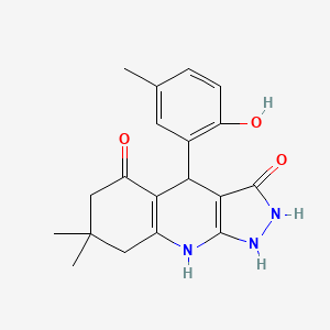 molecular formula C19H21N3O3 B12490668 3-hydroxy-4-(2-hydroxy-5-methylphenyl)-7,7-dimethyl-1,4,6,7,8,9-hexahydro-5H-pyrazolo[3,4-b]quinolin-5-one 