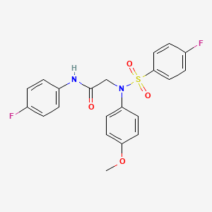 molecular formula C21H18F2N2O4S B12490714 N-(4-fluorophenyl)-N~2~-[(4-fluorophenyl)sulfonyl]-N~2~-(4-methoxyphenyl)glycinamide 