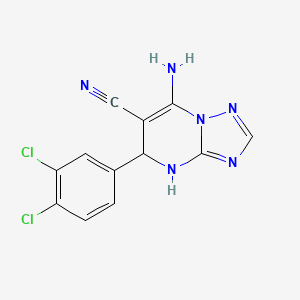 molecular formula C12H8Cl2N6 B12490718 7-Amino-5-(3,4-dichlorophenyl)-4,5-dihydro[1,2,4]triazolo[1,5-a]pyrimidine-6-carbonitrile 