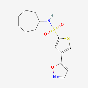 molecular formula C14H18N2O3S2 B12490746 N-cycloheptyl-4-(1,2-oxazol-5-yl)thiophene-2-sulfonamide 