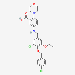 5-({3-Chloro-4-[(4-chlorobenzyl)oxy]-5-ethoxybenzyl}amino)-2-(morpholin-4-yl)benzoic acid