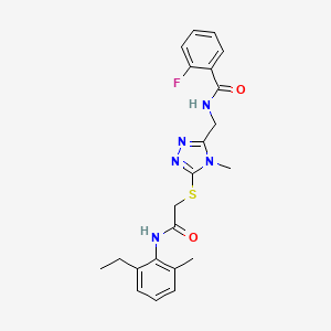 molecular formula C22H24FN5O2S B12490804 N-{[5-({2-[(2-ethyl-6-methylphenyl)amino]-2-oxoethyl}sulfanyl)-4-methyl-4H-1,2,4-triazol-3-yl]methyl}-2-fluorobenzamide 