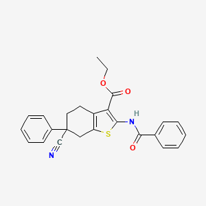 Ethyl 6-cyano-6-phenyl-2-[(phenylcarbonyl)amino]-4,5,6,7-tetrahydro-1-benzothiophene-3-carboxylate