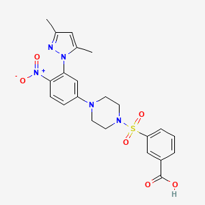 3-({4-[3-(3,5-dimethyl-1H-pyrazol-1-yl)-4-nitrophenyl]piperazin-1-yl}sulfonyl)benzoic acid