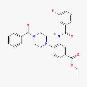 molecular formula C27H26FN3O4 B12490874 Ethyl 3-{[(3-fluorophenyl)carbonyl]amino}-4-[4-(phenylcarbonyl)piperazin-1-yl]benzoate 