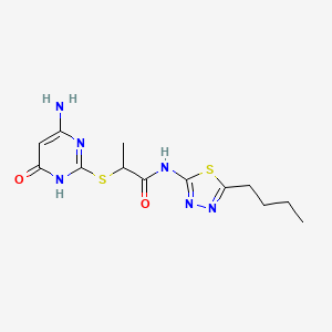 2-[(6-amino-4-oxo-1,4-dihydropyrimidin-2-yl)sulfanyl]-N-(5-butyl-1,3,4-thiadiazol-2-yl)propanamide