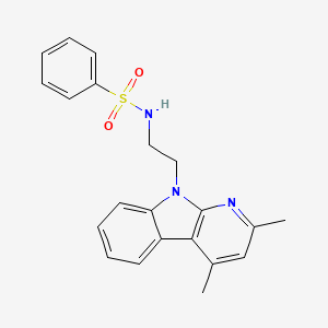 molecular formula C21H21N3O2S B12490930 N-[2-(2,4-dimethyl-9H-pyrido[2,3-b]indol-9-yl)ethyl]benzenesulfonamide 