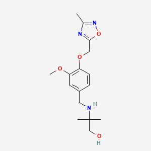 molecular formula C16H23N3O4 B12490932 2-({3-Methoxy-4-[(3-methyl-1,2,4-oxadiazol-5-yl)methoxy]benzyl}amino)-2-methyl-1-propanol 