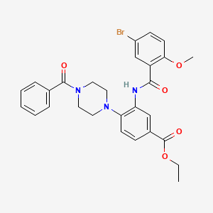 Ethyl 3-{[(5-bromo-2-methoxyphenyl)carbonyl]amino}-4-[4-(phenylcarbonyl)piperazin-1-yl]benzoate