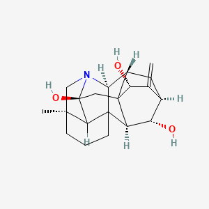 molecular formula C20H27NO3 B1249106 (5R,8S,9R,11R,13R,16S,18S,19S)-5-methyl-12-methylidene-7-azaheptacyclo[9.6.2.01,8.05,17.07,16.09,14.014,18]nonadecane-13,16,19-triol 