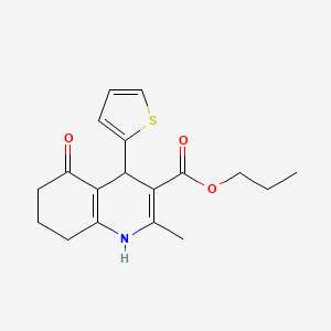 molecular formula C18H21NO3S B12491080 Propyl 2-methyl-5-oxo-4-(thiophen-2-yl)-1,4,5,6,7,8-hexahydroquinoline-3-carboxylate 