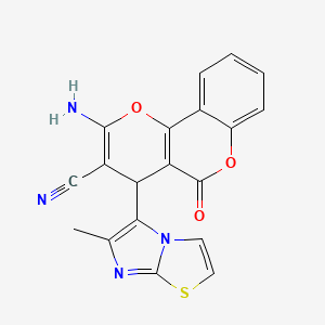 2-amino-4-(6-methylimidazo[2,1-b][1,3]thiazol-5-yl)-5-oxo-4H,5H-pyrano[3,2-c]chromene-3-carbonitrile