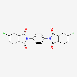 molecular formula C22H18Cl2N2O4 B12491137 5-Chloro-2-[4-(5-chloro-1,3-dioxo-3a,4,7,7a-tetrahydroisoindol-2-yl)phenyl]-3a,4,7,7a-tetrahydroisoindole-1,3-dione 