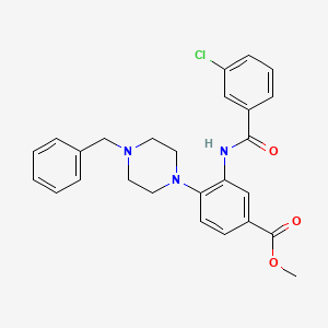 molecular formula C26H26ClN3O3 B12491145 Methyl 4-(4-benzylpiperazin-1-yl)-3-{[(3-chlorophenyl)carbonyl]amino}benzoate 