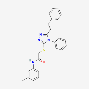 molecular formula C25H24N4OS B12491169 N-(3-methylphenyl)-2-{[4-phenyl-5-(2-phenylethyl)-4H-1,2,4-triazol-3-yl]sulfanyl}acetamide 