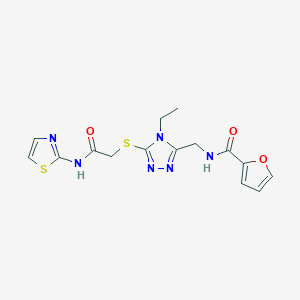 molecular formula C15H16N6O3S2 B12491172 N-[(4-ethyl-5-{[2-oxo-2-(1,3-thiazol-2-ylamino)ethyl]sulfanyl}-4H-1,2,4-triazol-3-yl)methyl]furan-2-carboxamide 