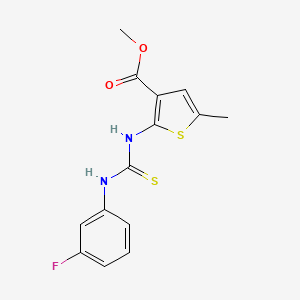 molecular formula C14H13FN2O2S2 B12491215 Methyl 2-{[(3-fluorophenyl)carbamothioyl]amino}-5-methylthiophene-3-carboxylate 