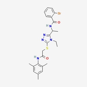 2-bromo-N-{1-[4-ethyl-5-({2-oxo-2-[(2,4,6-trimethylphenyl)amino]ethyl}sulfanyl)-4H-1,2,4-triazol-3-yl]ethyl}benzamide