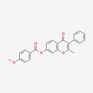 molecular formula C24H18O5 B12491263 2-Methyl-4-oxo-3-phenylchromen-7-yl 4-methoxybenzoate 