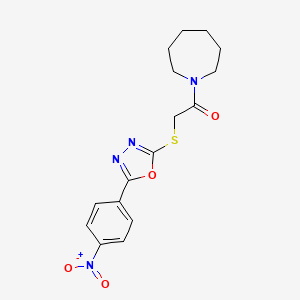 molecular formula C16H18N4O4S B12491294 1-(Azepan-1-yl)-2-{[5-(4-nitrophenyl)-1,3,4-oxadiazol-2-yl]sulfanyl}ethanone 