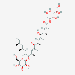 molecular formula C41H72O15 B1249137 [(2R,3S,4R,5R)-1,3,4,5,6-pentahydroxyhexan-2-yl] (2E,4S,5S,6E,8S,9S,10E,12S,13S,14E,16S,18S)-5,9-dihydroxy-2,4,6,8,10,12,14,16,18-nonamethyl-13-[(2R,3S,4S,5S,6R)-3,4,5-trihydroxy-6-(hydroxymethyl)oxan-2-yl]oxyicosa-2,6,10,14-tetraenoate 