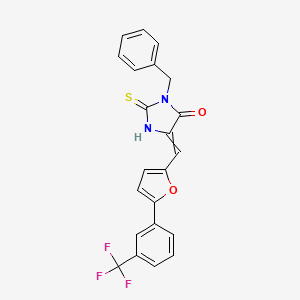 (5Z)-3-Benzyl-2-sulfanylidene-5-({5-[3-(trifluoromethyl)phenyl]furan-2-YL}methylidene)imidazolidin-4-one