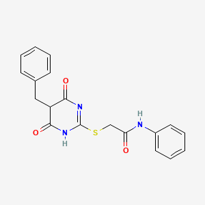 molecular formula C19H17N3O3S B12491409 2-[(5-benzyl-4,6-dioxo-1,4,5,6-tetrahydropyrimidin-2-yl)sulfanyl]-N-phenylacetamide 