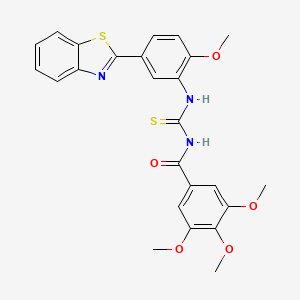 molecular formula C25H23N3O5S2 B12491412 N-{[5-(1,3-benzothiazol-2-yl)-2-methoxyphenyl]carbamothioyl}-3,4,5-trimethoxybenzamide 