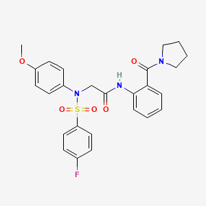 2-[N-(4-methoxyphenyl)-4-fluorobenzenesulfonamido]-N-[2-(pyrrolidine-1-carbonyl)phenyl]acetamide