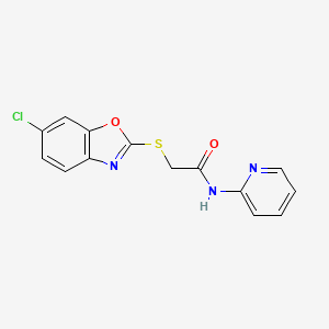 molecular formula C14H10ClN3O2S B12491477 2-[(6-chloro-1,3-benzoxazol-2-yl)sulfanyl]-N-(pyridin-2-yl)acetamide 