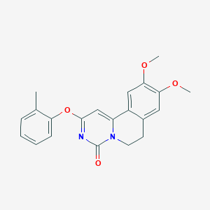 molecular formula C21H20N2O4 B12491493 9,10-dimethoxy-2-(2-methylphenoxy)-6,7-dihydro-4H-pyrimido[6,1-a]isoquinolin-4-one 