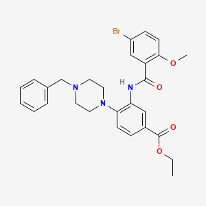 molecular formula C28H30BrN3O4 B12491599 Ethyl 4-(4-benzylpiperazin-1-yl)-3-{[(5-bromo-2-methoxyphenyl)carbonyl]amino}benzoate 