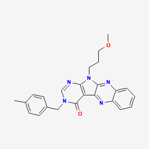 17-(3-methoxypropyl)-13-[(4-methylphenyl)methyl]-2,9,13,15,17-pentazatetracyclo[8.7.0.03,8.011,16]heptadeca-1,3,5,7,9,11(16),14-heptaen-12-one