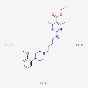 molecular formula C24H38Cl3N5O3 B1249166 Ethyl 2-((4-(4-(2-methoxyphenyl)piperazin-1-yl)butyl)amino)-4,6-dimethylpyrimidine-5-carboxylate trihydrochloride 