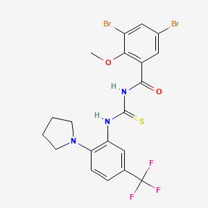 3,5-dibromo-2-methoxy-N-{[2-(pyrrolidin-1-yl)-5-(trifluoromethyl)phenyl]carbamothioyl}benzamide