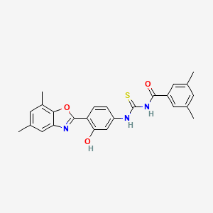 N-{[4-(5,7-dimethyl-1,3-benzoxazol-2-yl)-3-hydroxyphenyl]carbamothioyl}-3,5-dimethylbenzamide