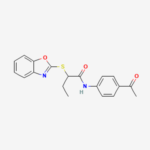 molecular formula C19H18N2O3S B12491722 N-(4-acetylphenyl)-2-(1,3-benzoxazol-2-ylsulfanyl)butanamide 