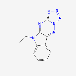 molecular formula C11H9N7 B12491797 8-ethyl-8,10,12,13,14,15,16-heptazatetracyclo[7.7.0.02,7.011,15]hexadeca-1(16),2,4,6,9,11,13-heptaene 