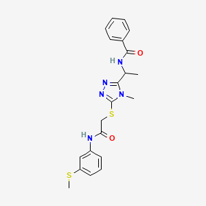 molecular formula C21H23N5O2S2 B12491811 N-(1-{4-methyl-5-[(2-{[3-(methylsulfanyl)phenyl]amino}-2-oxoethyl)sulfanyl]-4H-1,2,4-triazol-3-yl}ethyl)benzamide 