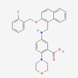 molecular formula C29H27FN2O4 B12491831 5-[({2-[(2-Fluorobenzyl)oxy]naphthalen-1-yl}methyl)amino]-2-(morpholin-4-yl)benzoic acid 