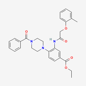 molecular formula C29H31N3O5 B12491864 Ethyl 3-{[(2-methylphenoxy)acetyl]amino}-4-[4-(phenylcarbonyl)piperazin-1-yl]benzoate 