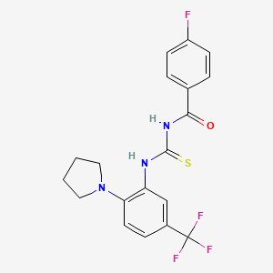 4-fluoro-N-{[2-(pyrrolidin-1-yl)-5-(trifluoromethyl)phenyl]carbamothioyl}benzamide