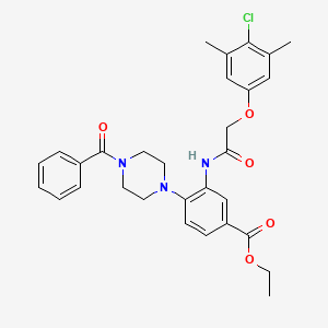 Ethyl 3-{[(4-chloro-3,5-dimethylphenoxy)acetyl]amino}-4-[4-(phenylcarbonyl)piperazin-1-yl]benzoate