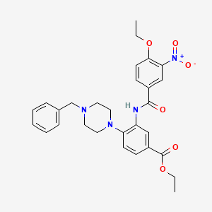 molecular formula C29H32N4O6 B12491976 Ethyl 4-(4-benzylpiperazin-1-yl)-3-{[(4-ethoxy-3-nitrophenyl)carbonyl]amino}benzoate 