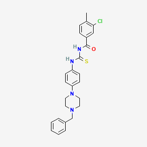 molecular formula C26H27ClN4OS B12491988 N-{[4-(4-benzylpiperazin-1-yl)phenyl]carbamothioyl}-3-chloro-4-methylbenzamide 